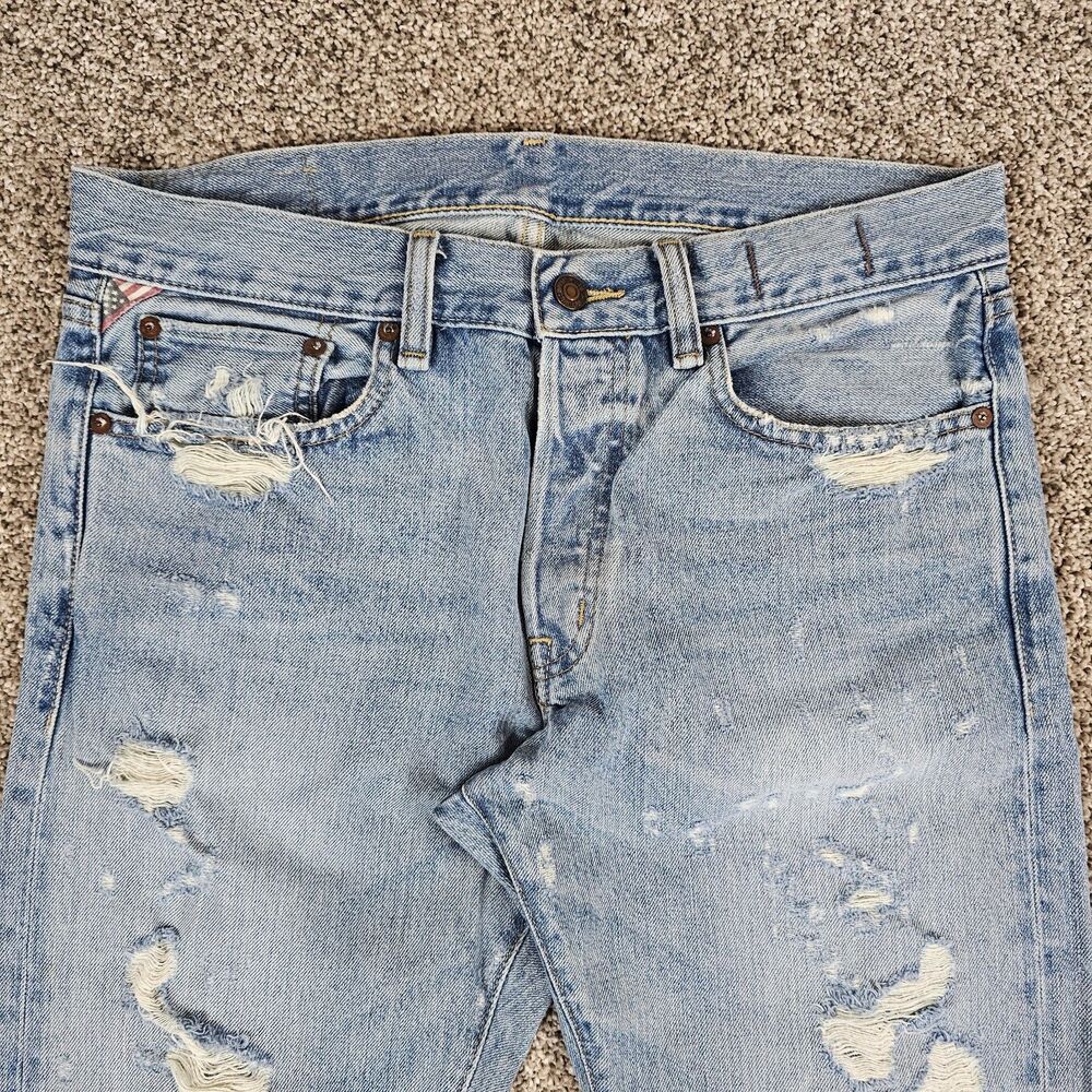 Ralph Lauren Denim Supply Jeans Mens 33x30 Slim Straight Distressed Grunge Work - Picture 5 of 16